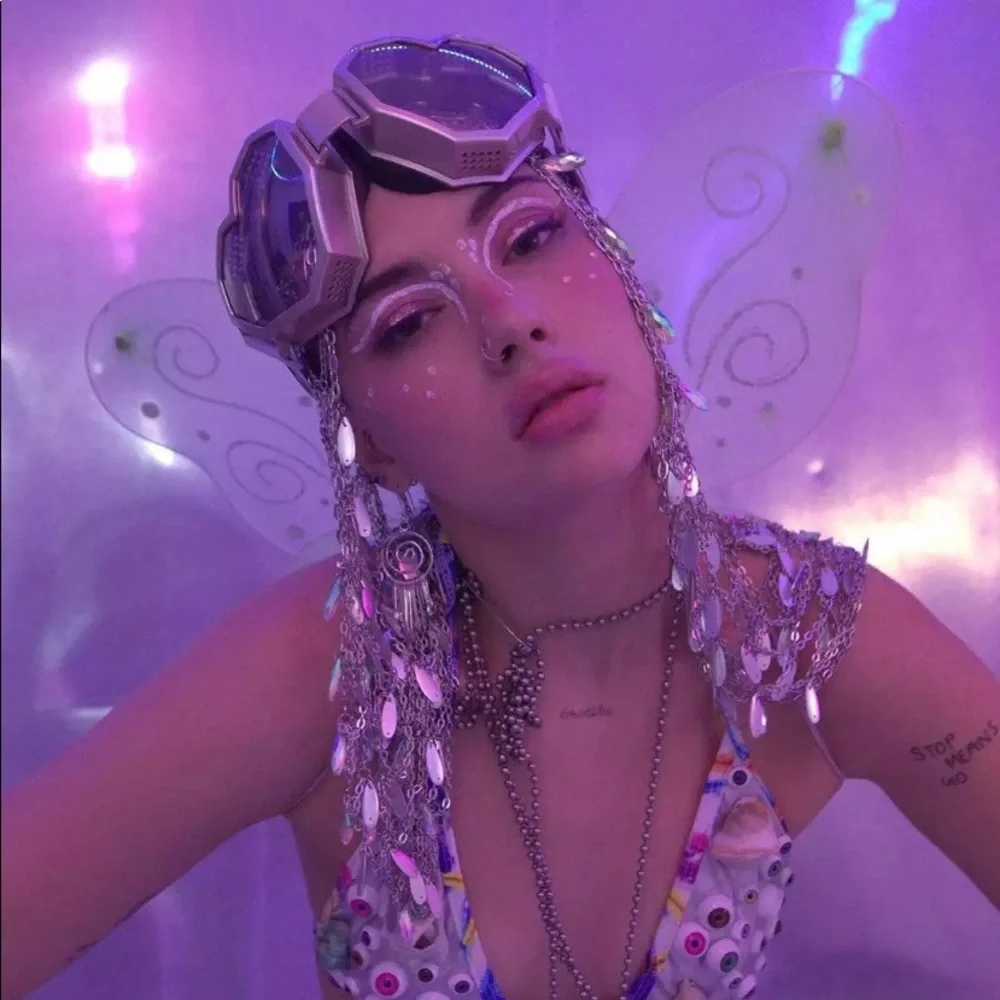 Unisex Heart Shaped Rhinestone Festival Rave Fashion Goggles Glasses